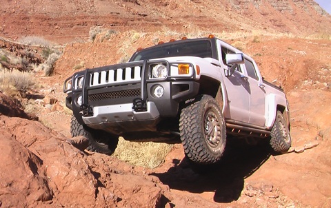 The near production model of the HUMMER H3T pickup truck made its offroad