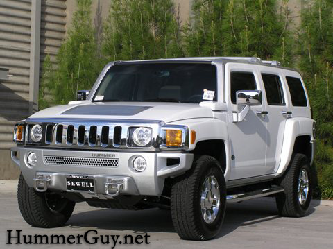 White and Silver 2007 Hummer H3