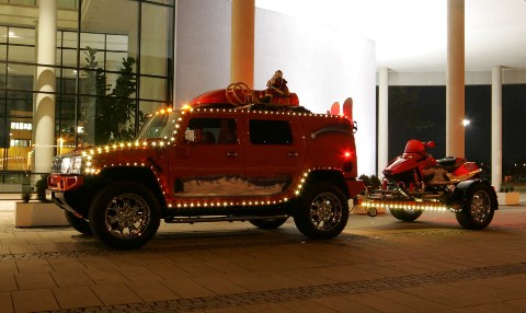 Christmas Hummer H2 Lights Night